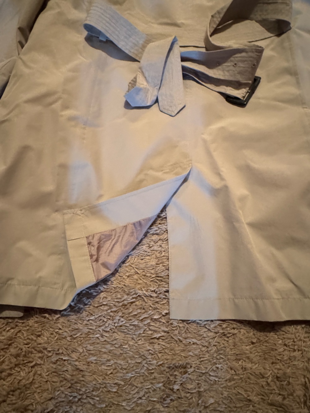 Lands' End Women's Sz Med Light Tan Utility Trench Coat w/ Belt & Button Lining - Picture 15 of 15